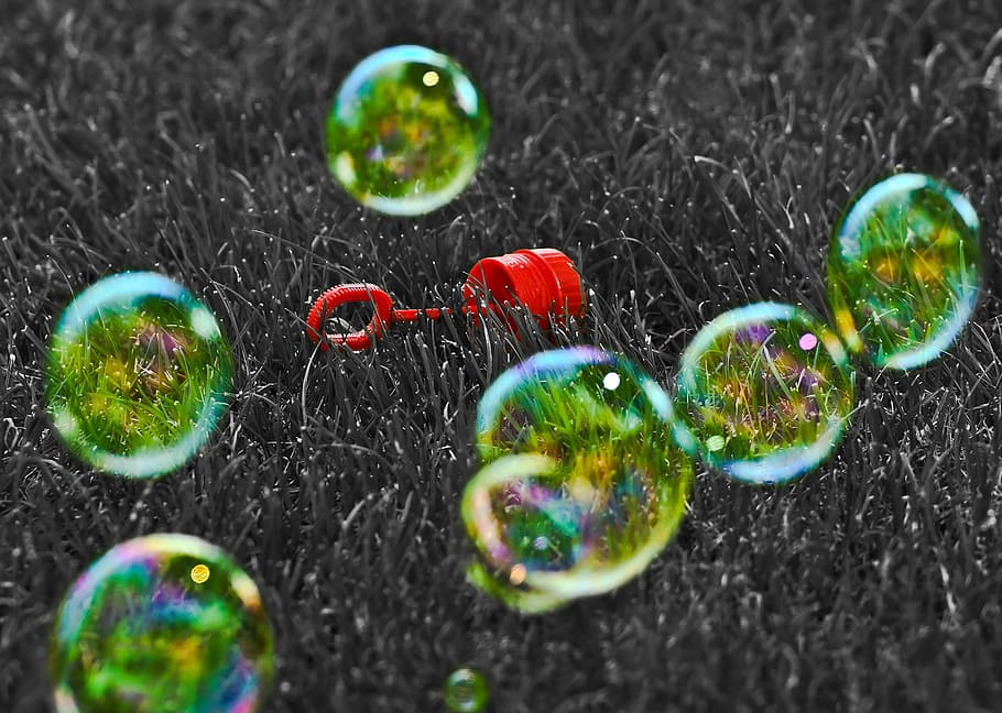 soap bubbles, color key, ck, editing, red, toys, balls, about HD wallpaper