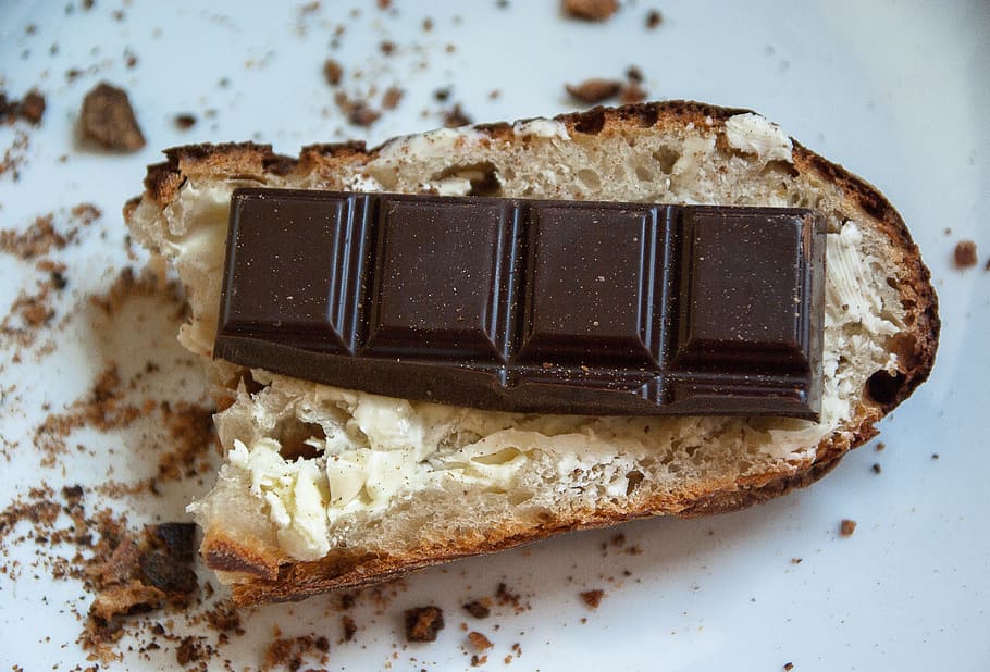 chocolate on bread, taste, butter, chocolate bar, brunch, food HD wallpaper
