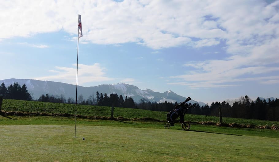 golf course, golf flag, hole, track 2, alpenblick, patting, HD wallpaper