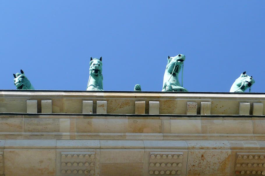 Quadriga, Brandenburg Gate, Berlin, landmark, germany, clear sky, HD wallpaper