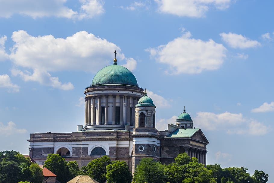basilica, sky, cloud, clouds, sun, blue, building exterior HD wallpaper