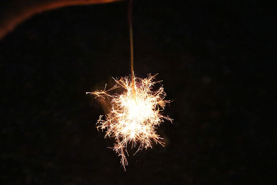 Sparkler, Fireworks, Light, firework - man made object, night HD wallpaper