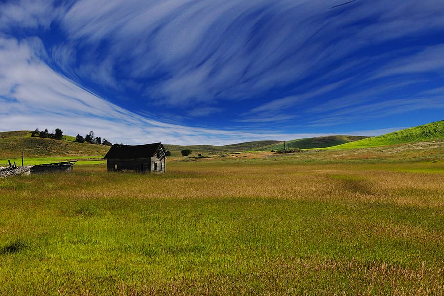 illustration of house under blue sky during day time, rural Scene HD wallpaper