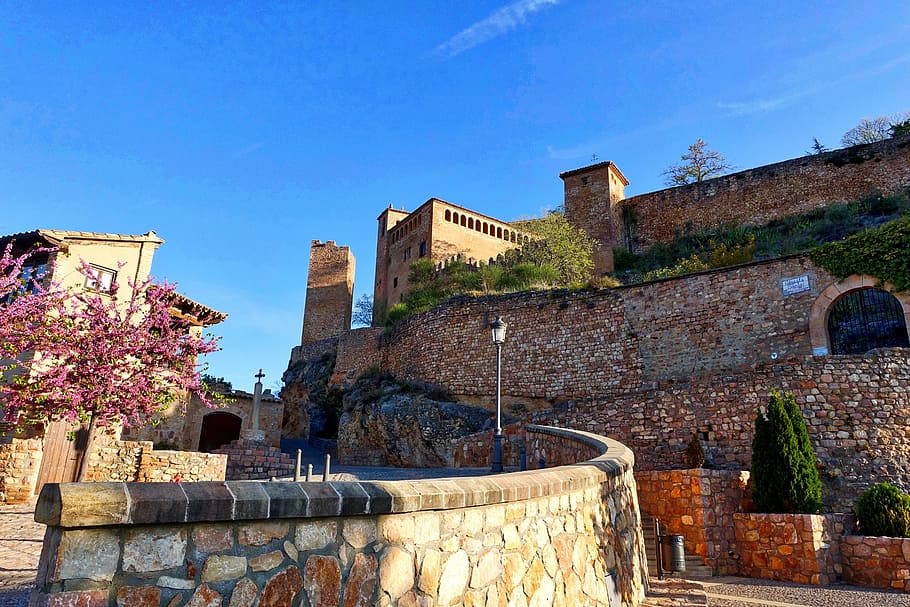 citadel, castle, alquezar, view, historic, buildings, scenic, HD wallpaper