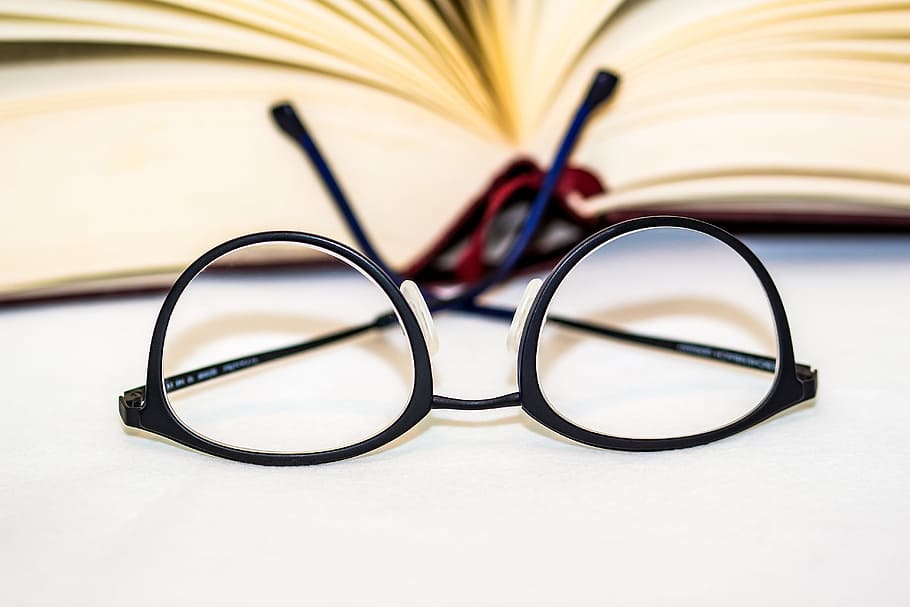 Reading glasses and book, various, books, education, knowledge