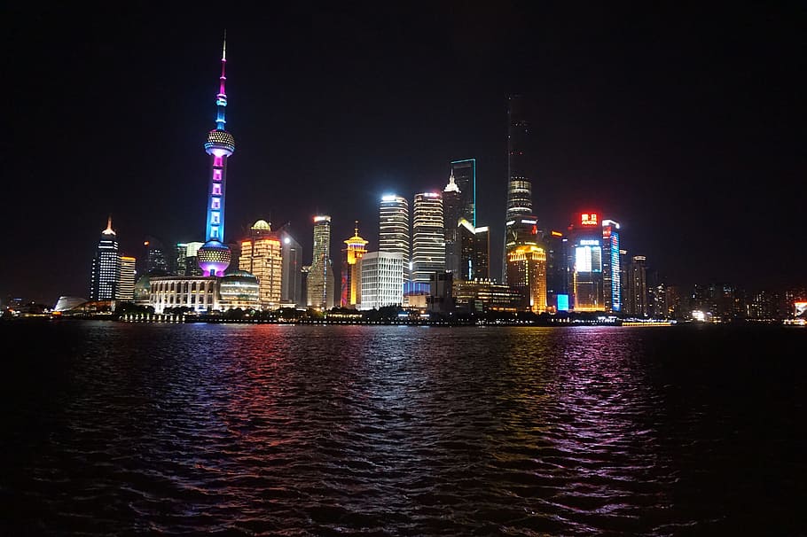 Shanghai, People'S Republic Of China, night view, urban Skyline, HD wallpaper
