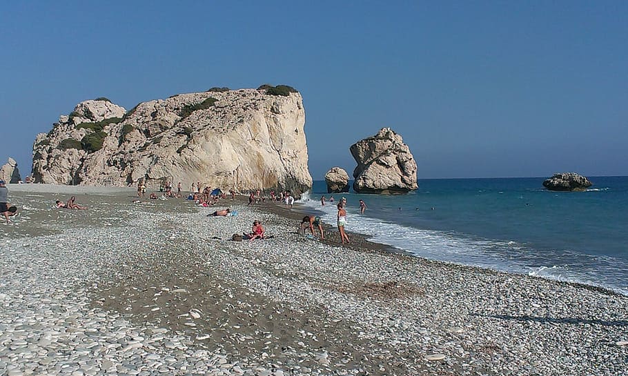 Cyprus, Pebbly, Beach, Rock, pebbly beach, sea, rock - object HD wallpaper