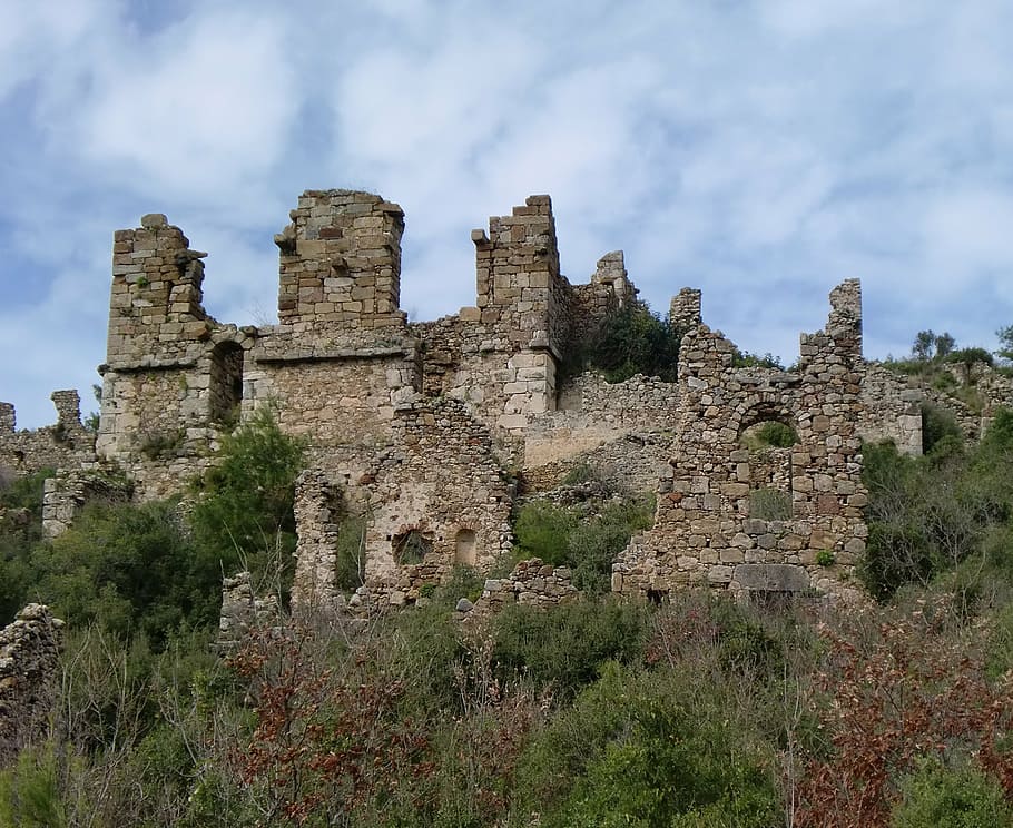 alanya, ruin, roman fort, turkey, architecture, history, built structure, HD wallpaper