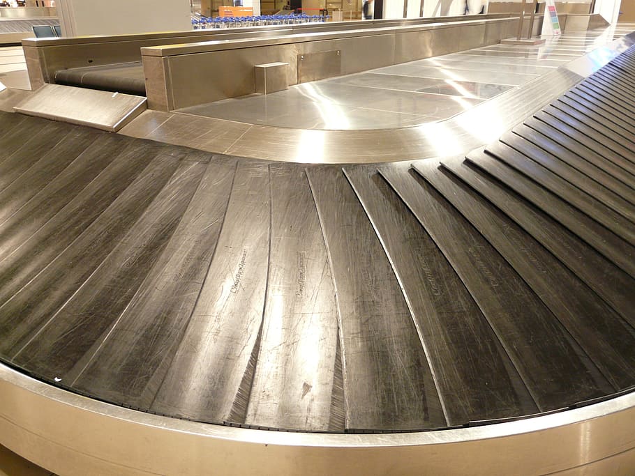 airport luggage checker coaster, luggage band, conveyor belt