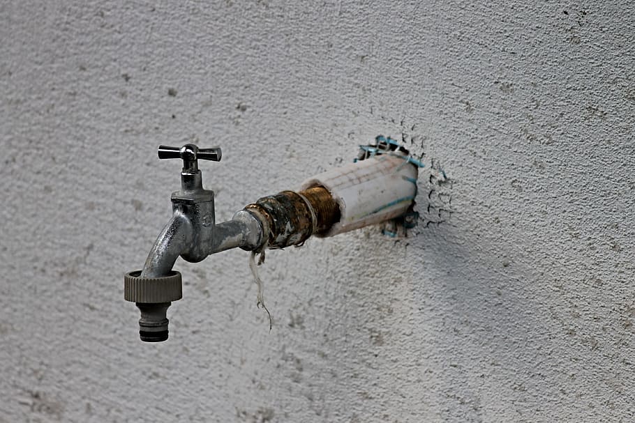 faucet, water connection, site, plaster, thread, irrigation HD wallpaper