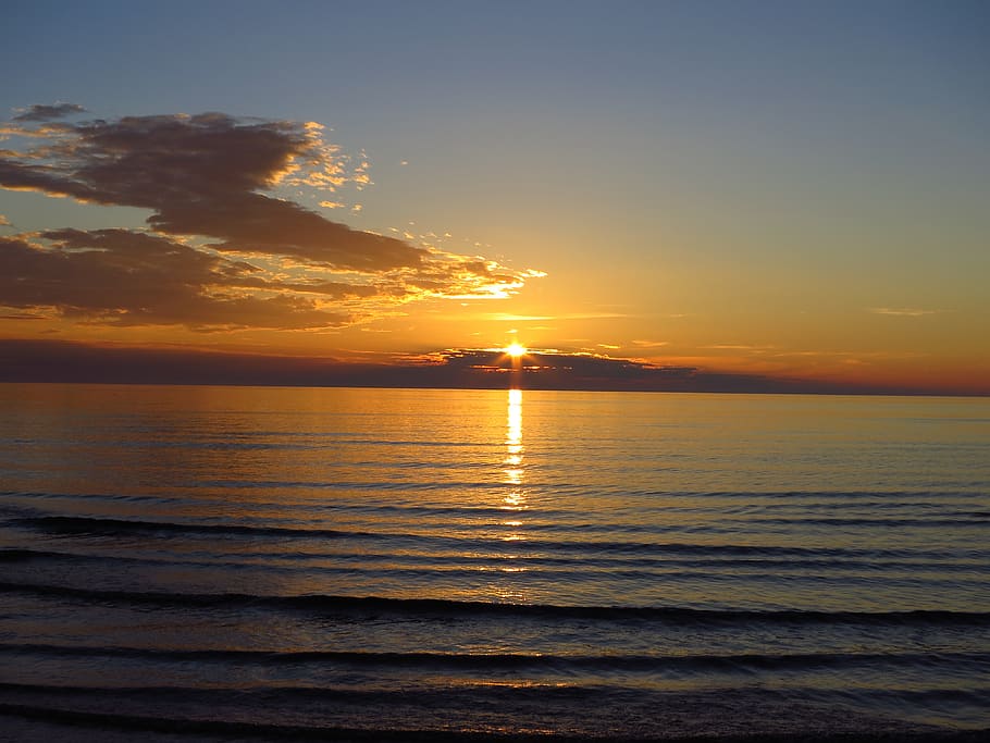 sunset, sea, beach, sky, water, scenics - nature, beauty in nature HD wallpaper