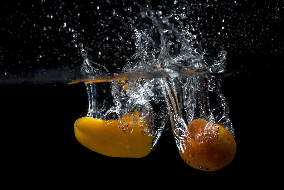 nature, wet, submerged, food, peppers, food healthy, splashes, HD wallpaper