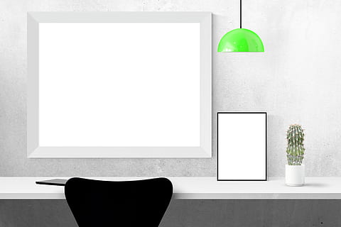 mirror on desk near the cactus, mockup, wall, poster, frame HD wallpaper