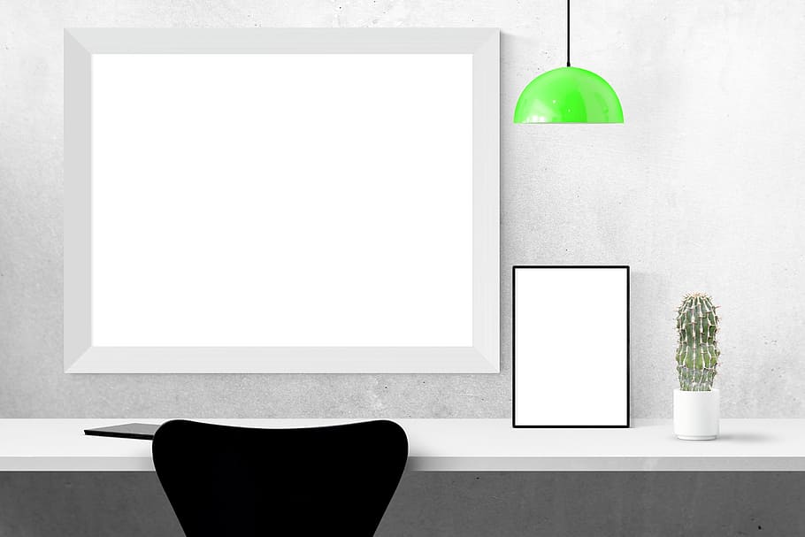 mirror on desk near the cactus, mockup, wall, poster, frame HD wallpaper