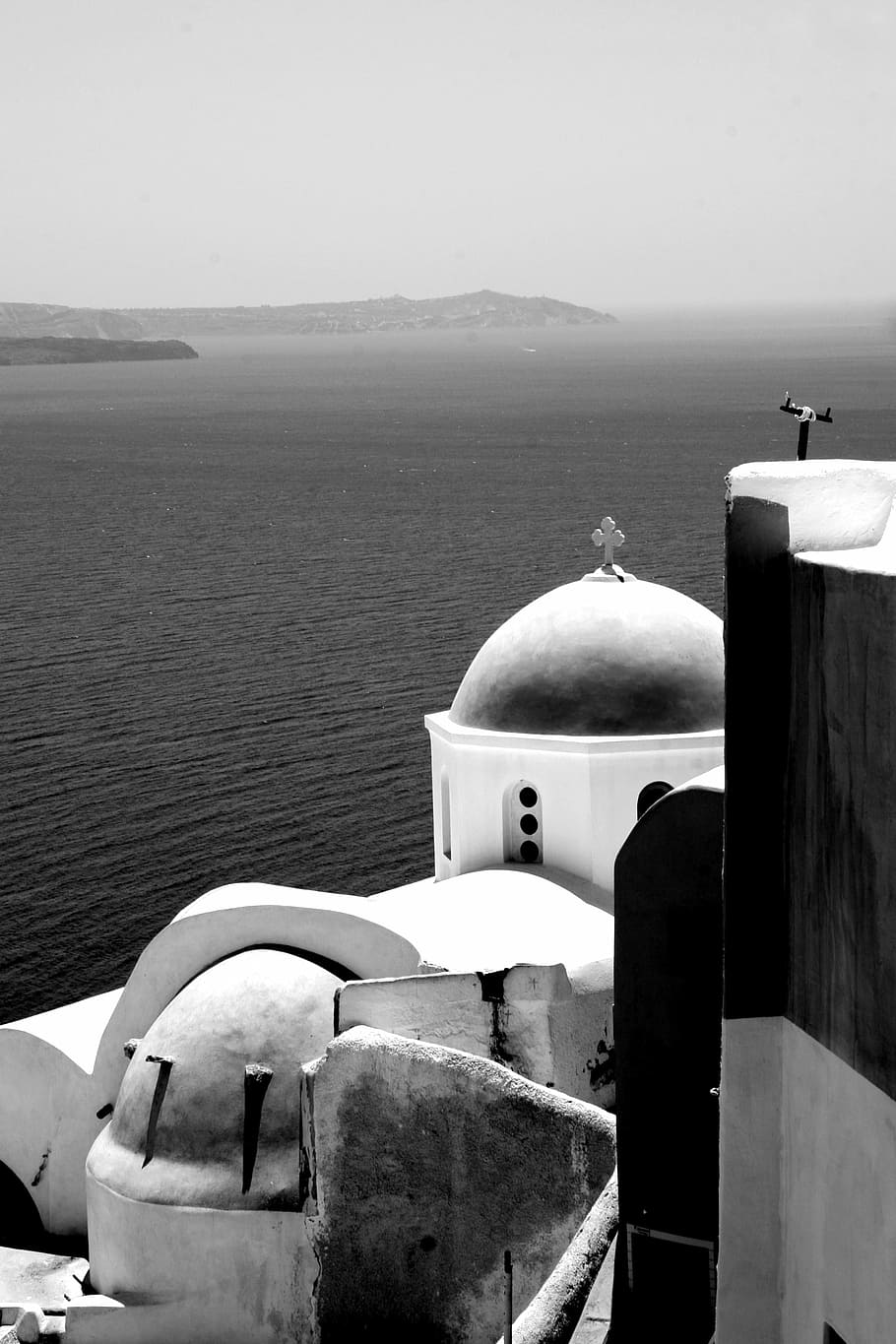 crete, dome, santorini, water, sea, sky, horizon, scenics - nature HD wallpaper