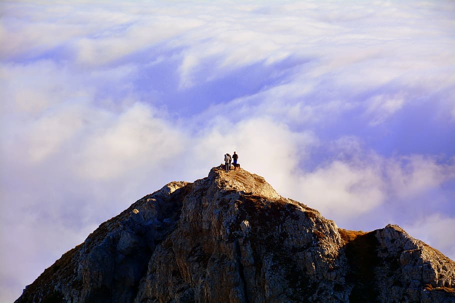 top, excursion, clouds, mountain, carega, italy, rock, sky HD wallpaper
