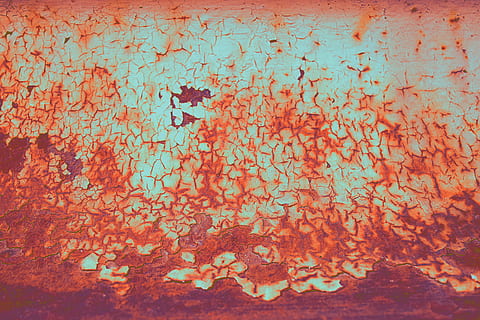abstract painting, orange, blue, rust, colorful, texture, background HD wallpaper