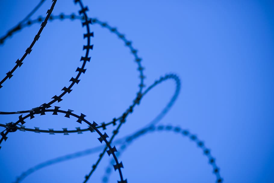 black and blue digital wallpaper, Abstract, Barbed Wire, Razor HD wallpaper