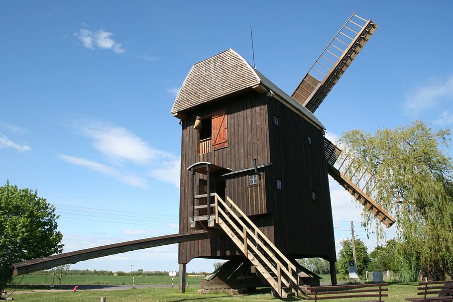 windmill, brandenburg, wind power, built structure, architecture HD wallpaper