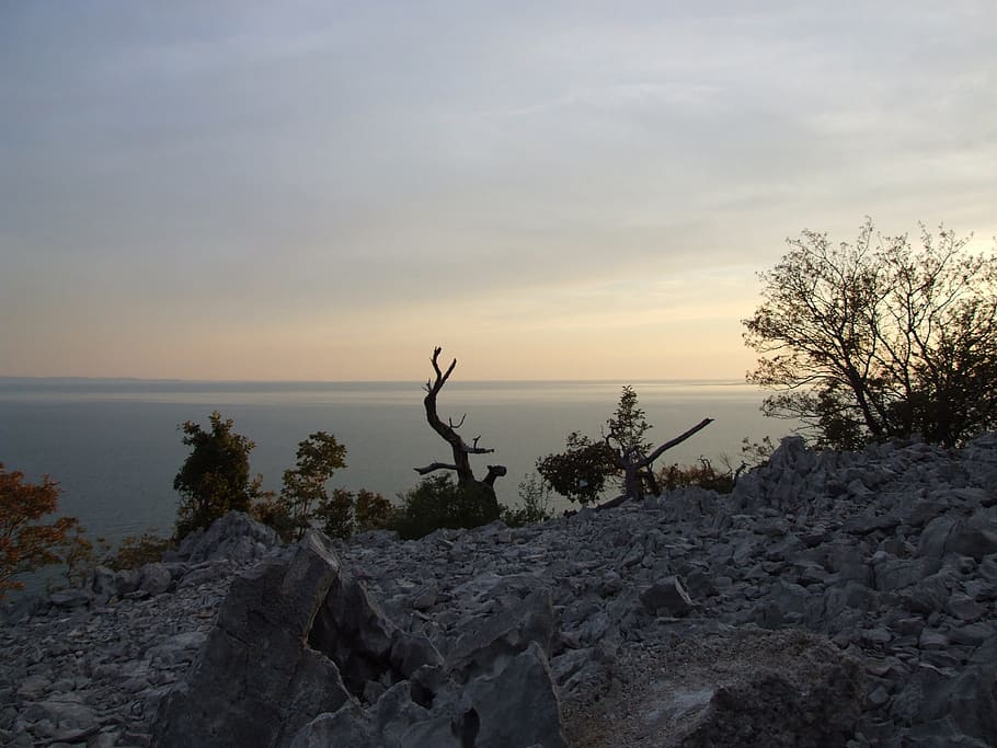 santa croce, trieste, rielke path, evening, sky, water, sea HD wallpaper
