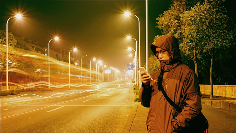 asia, china, men, light, illuminated, transportation, street HD wallpaper