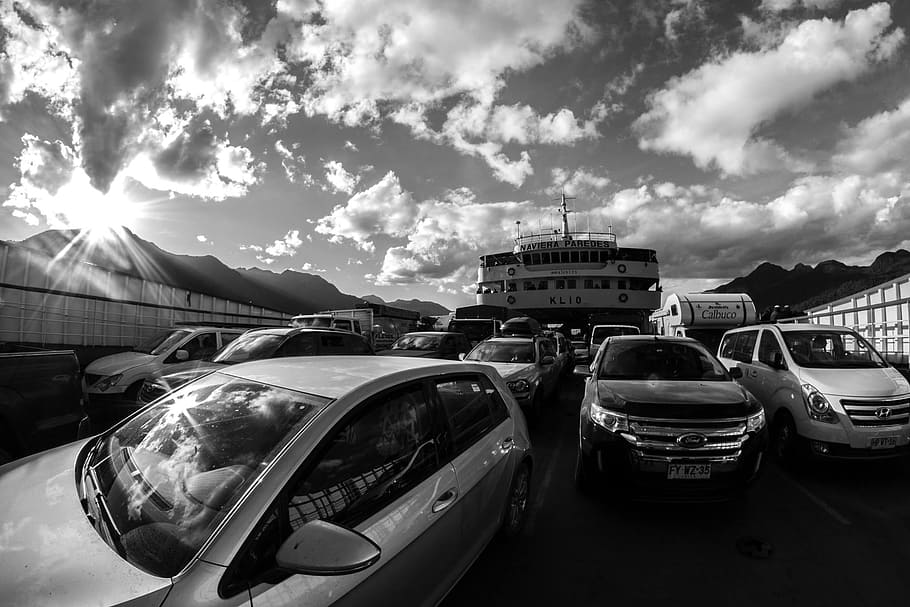 blancoynegro, black, clouds, b w, mode of transportation, sky HD wallpaper