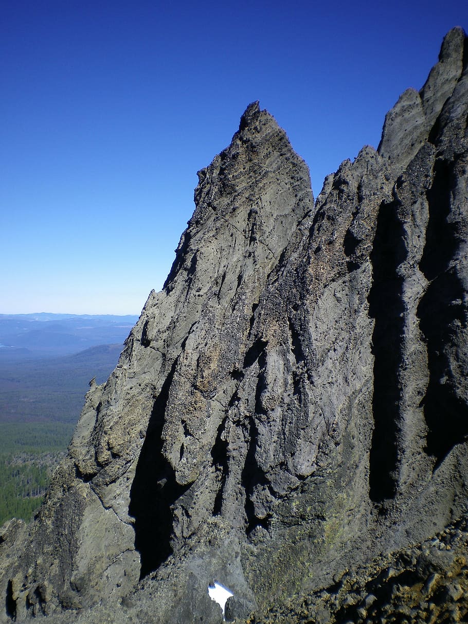 mountain, cliff, oregon, pct, blue sky, outside, nature, rock HD wallpaper