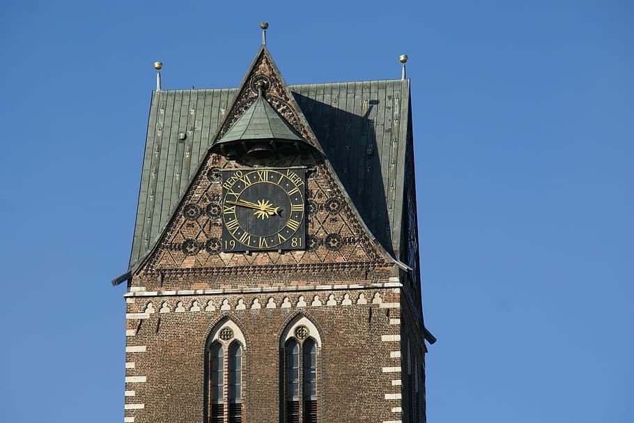 marienkirche, wismar, tower, clock, st mary, church, germany HD wallpaper