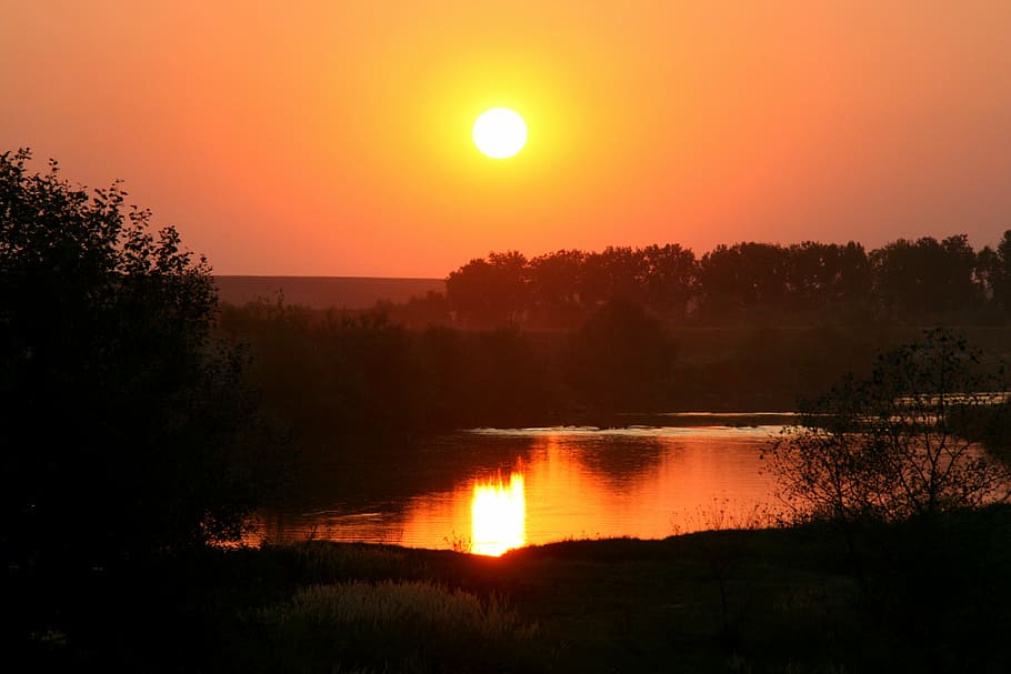 sunset, cloud, sky, water, reflection, scenics - nature, tree HD wallpaper