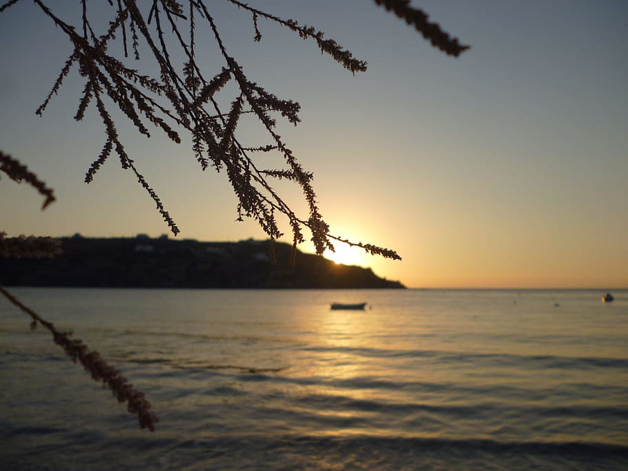 Syros, Greece, Beach, Sunset, kínion, sea, reflection, water, HD wallpaper
