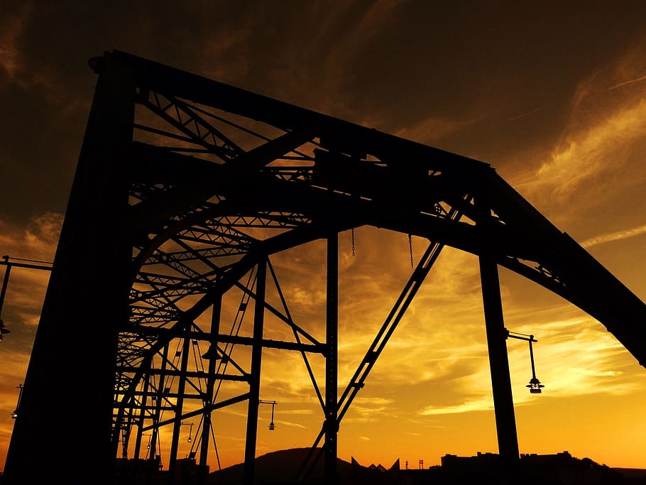 Bridge, Sunset, Dusk, Down, Downtown, cityscape, sky, bridge - man made structure HD wallpaper