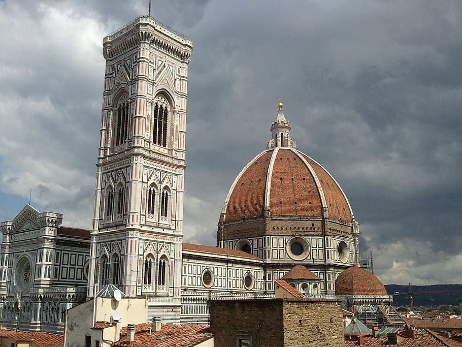 white and brown mosque, Florence, Firenze, Italy, Tuscany, florence - Italy, HD wallpaper