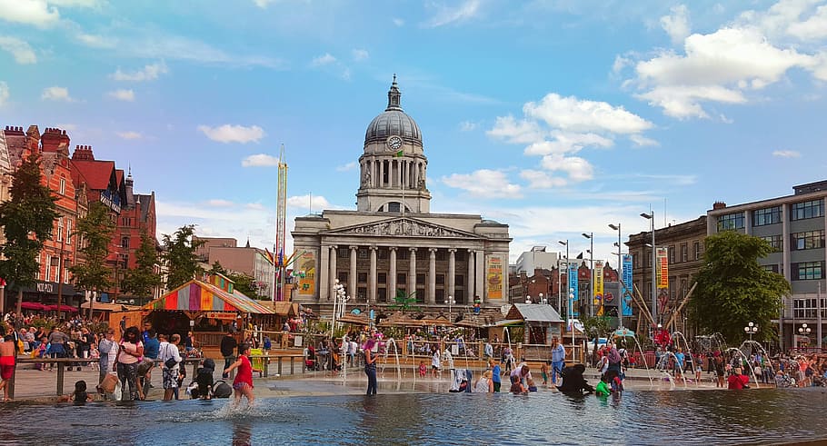 people on water near concrete building during daytime, nottingham, HD wallpaper