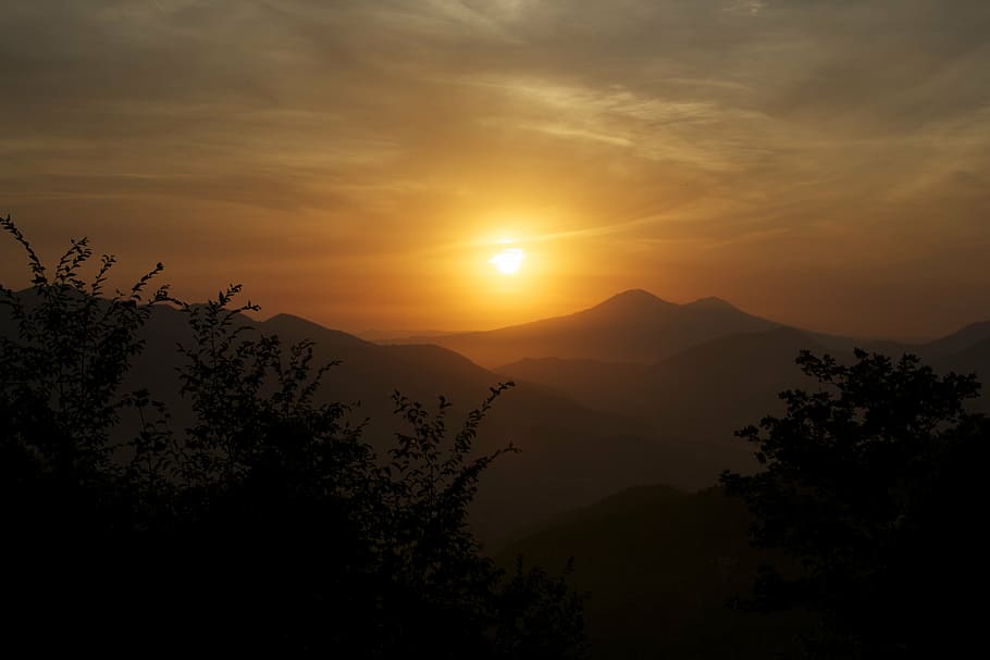 salerno, sunset, sky, horizon, clouds, landscape, panoramic HD wallpaper