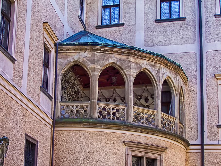 balcony, stone, arches, architecture, window, built structure HD wallpaper