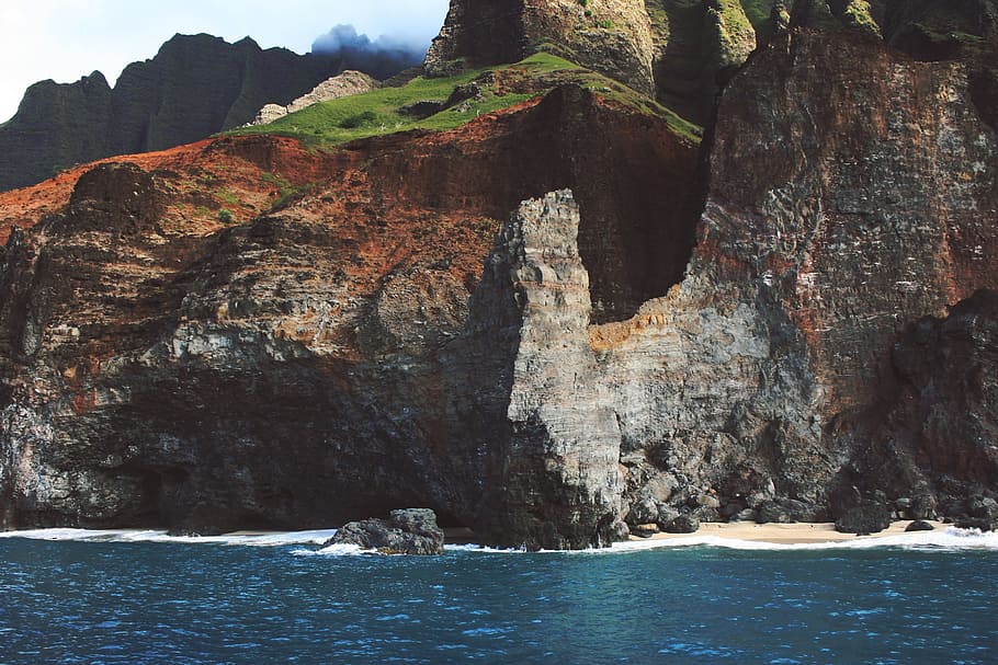 coast, shore, cliffs, rocks, mountains, wild, coastline, landscape HD wallpaper