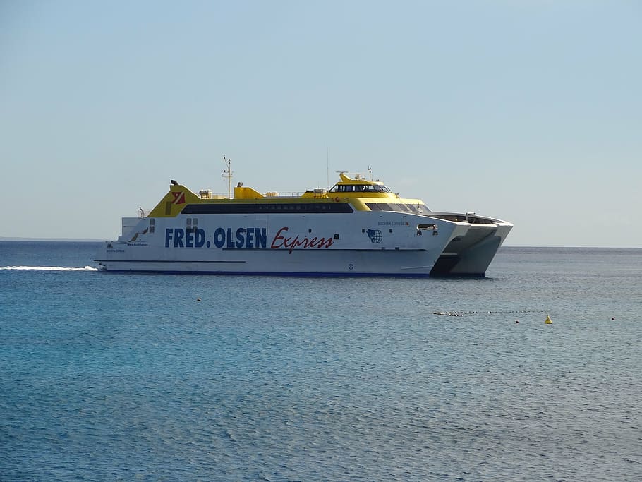 ferry, ship, ocean, water, summer, holiday, travel, sea, transportation HD wallpaper