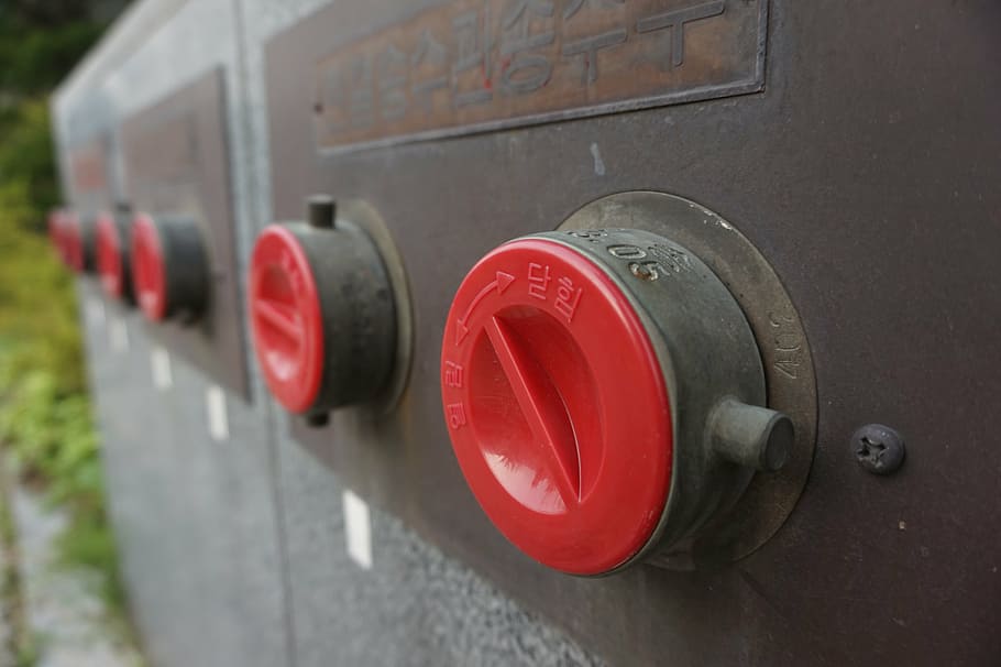 fireplug, open, closed, red, close-up, protection, safety, security HD wallpaper