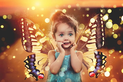 girl with eastern tiger swallowtail butterfly wings graphic wallpaper HD wallpaper