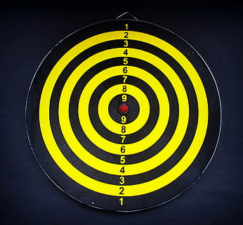 yellow and black target, goal, aiming, dartboard, focus, arrow HD wallpaper