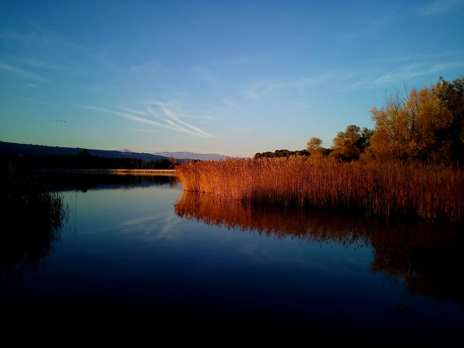 Landscape, Lake, Sunset, Water, Laguna, nature, sky, marsh HD wallpaper