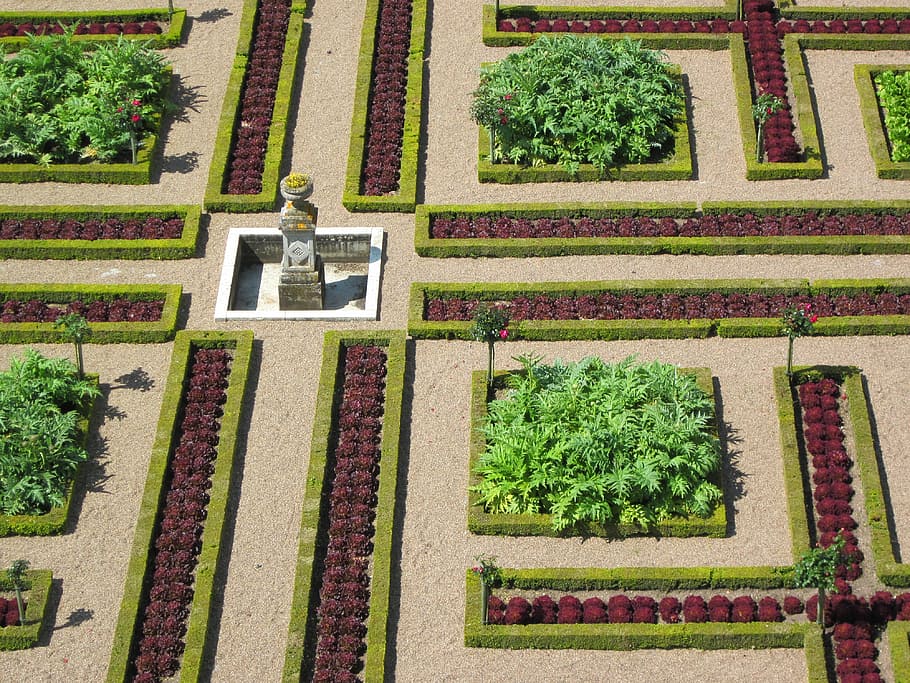 château de villandry, gardens, indre-et-loire, france, castle, HD wallpaper