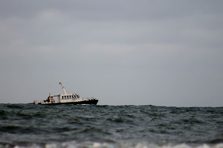 Sea, boat sailing on ocean, water, wave, nautical vessel, transportation HD wallpaper