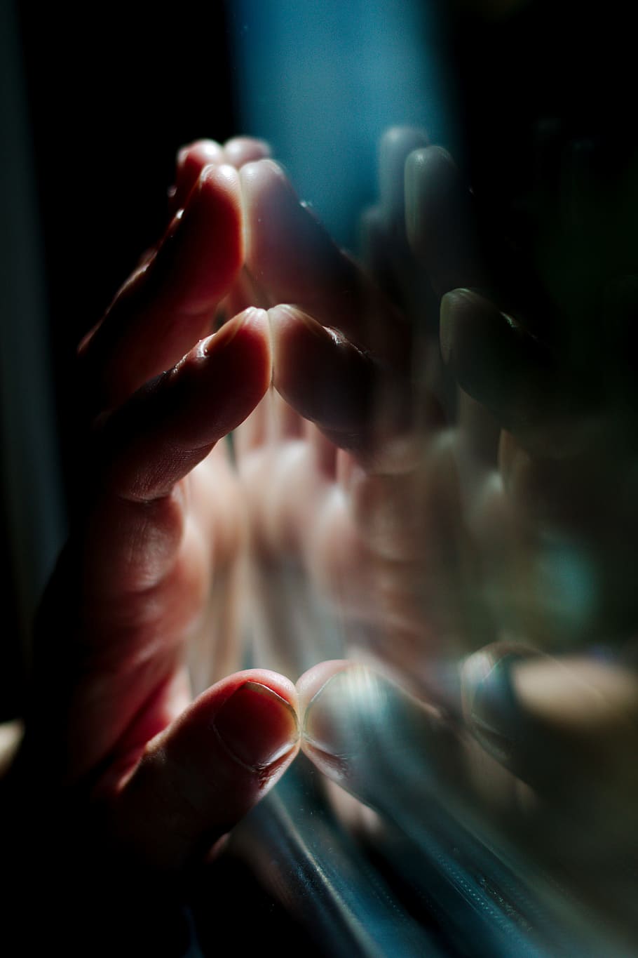 hand, palm, blur, night, light, window, glass, human hand, human body part HD wallpaper