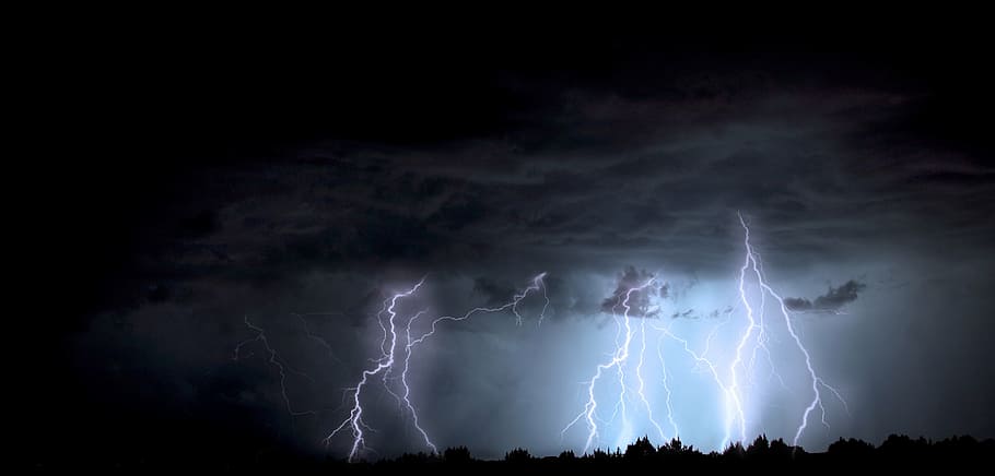lighting during night times, lightning, storm, arizona, monsoon, HD wallpaper