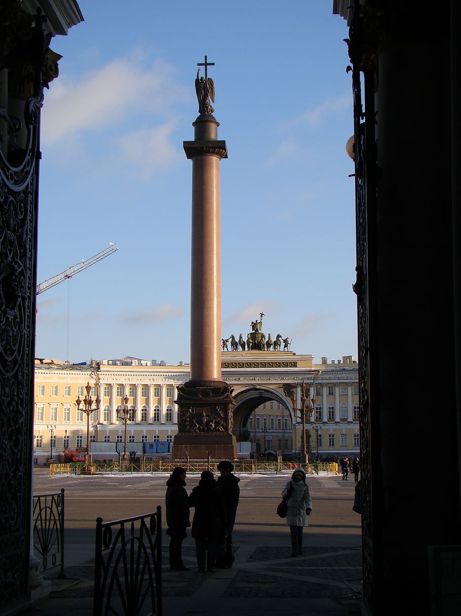 the alexander column, alexandria pillar, palace square, petersburg, HD wallpaper