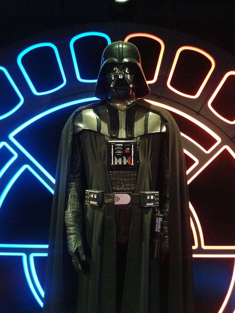 Star Wars Darth Vader standing in front of lighted wall, Cult, HD wallpaper