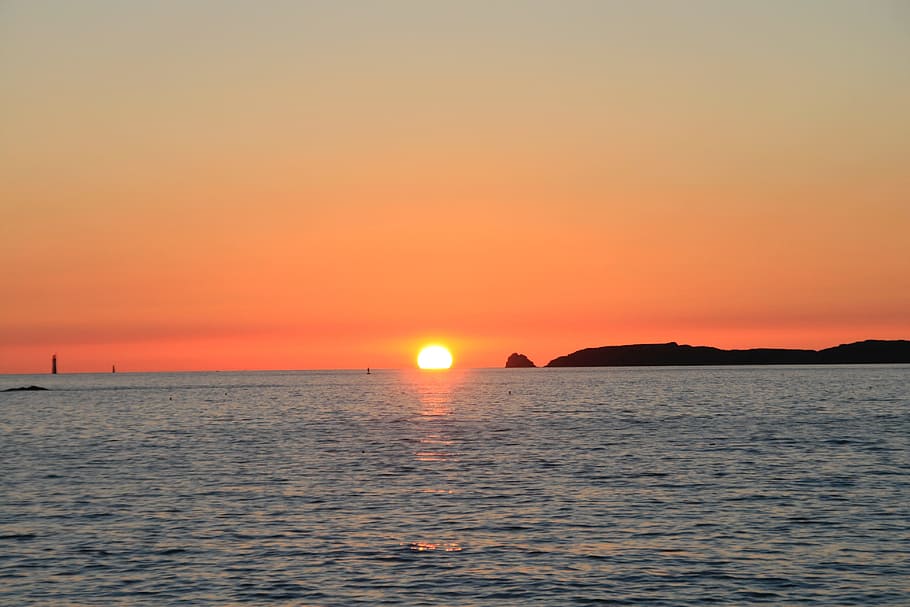 sun, sunset, sea, summer, landscape, nature sunset, sky, ocean HD wallpaper
