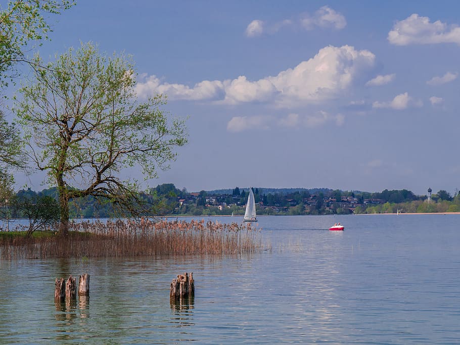 lake, landscape, nature, sky, water, cloud - sky, waterfront HD wallpaper