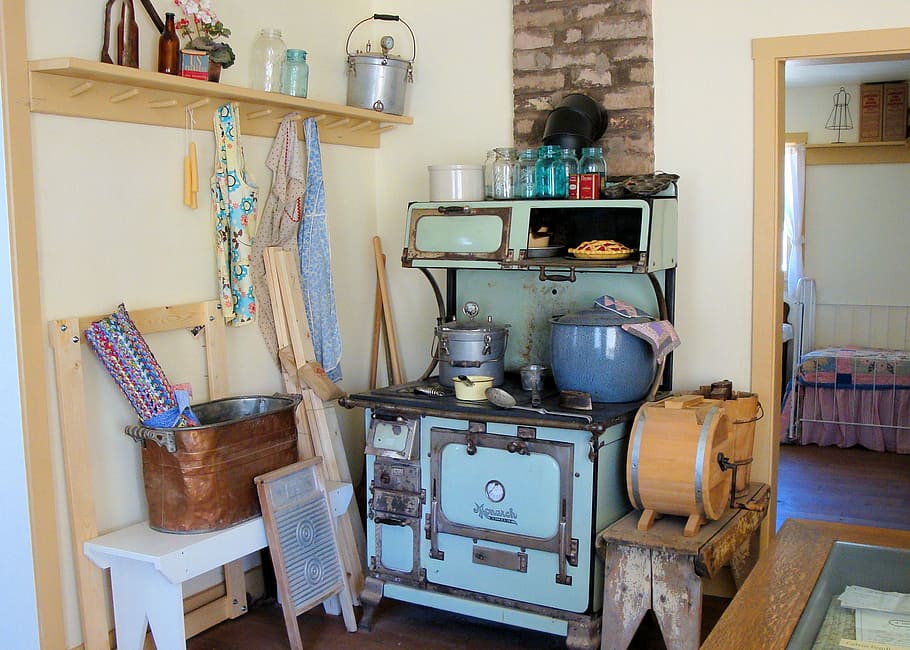 Kitchen, Retro, Vintage, Usa, petroleum set, household, old fashioned, HD wallpaper